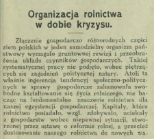Organizacja rolnictwa w dobie kryzysu