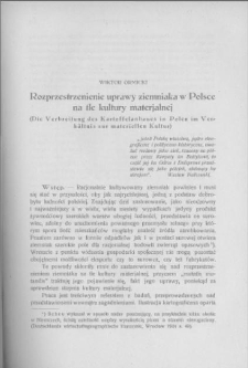 Rozprzestrzenienie uprawy ziemniaka w Polsce na tle kultury materialnej
