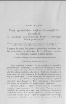 Ceny sprzedażne większych majątków ziemskich w zachodnich województwach Polski w pierwszych latach powojennych