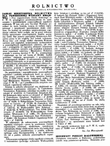 Zasiłki Ministerstwa Rolnictwa dla Powszechnej Wystawy Krajowej