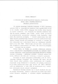 O finansach komunalnych miasta Poznania roku 1780 i wsp&oacute;łczesnych (stydium por&oacute;wnawcze)