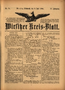 Wirsitzer Kreis-Blatt: herausgegeben vom K&ouml;niglichen Landraths-Amte 1901.07.03 Jg.57 Nr51