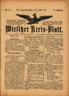 Wirsitzer Kreis-Blatt: herausgegeben vom K&ouml;niglichen Landraths-Amte 1901.07.06 Jg.57 Nr52
