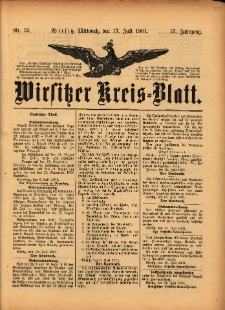Wirsitzer Kreis-Blatt: herausgegeben vom K&ouml;niglichen Landraths-Amte 1901.07.17 Jg.57 Nr55