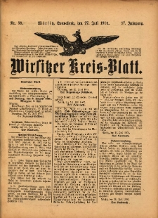 Wirsitzer Kreis-Blatt: herausgegeben vom K&ouml;niglichen Landraths-Amte 1901.07.27 Jg.57 Nr58