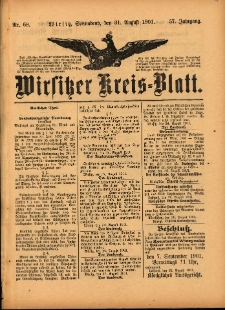 Wirsitzer Kreis-Blatt: herausgegeben vom K&ouml;niglichen Landraths-Amte 1901.08.31 Jg.57 Nr68