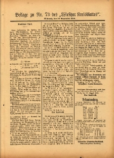 Beilage zu Nr.73 des &bdquo;Wirsitzer Kreisblattes&rdquo; 1901.09.18