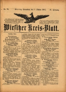 Wirsitzer Kreis-Blatt: herausgegeben vom K&ouml;niglichen Landraths-Amte 1901.10.05 Jg.57 Nr78