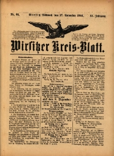 Wirsitzer Kreis-Blatt: herausgegeben vom K&ouml;niglichen Landraths-Amte 1901.11.27 Jg.57 Nr93