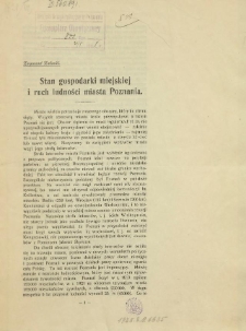 Stan gospodarki miejskiej i ruch ludności miasta Poznania