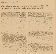 Jak długo będzie trwała przewaga Gdańska w polskim handlu hurtowym śledziami?