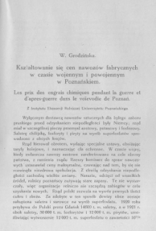 Kształtowanie się cen nawozów fabrycznych w czasie wojennym i powojennym w Poznańskiem