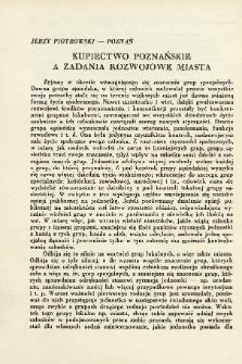 Kupiectwo poznańskie a zadania rozwojowe miasta