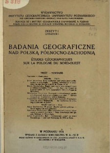 Badania Geograficzne nad Polską Północno-Zachodnią Z.1 (1926)
