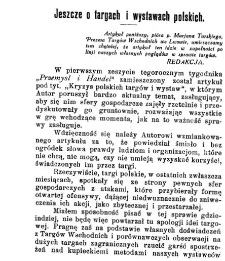 Jeszcze o targach i wystawach polskich