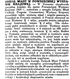 Udział miast w Powszechnej Wystawie Krajowej