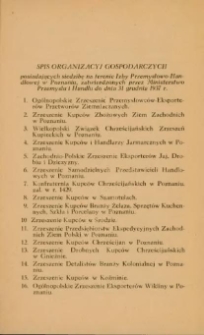 Spis organizacyj gospodarczych posiadających siedzibę na terenie Izby Przemysłowo Handlowej w Poznaniu zatwierdzonych przez Ministerstwo Przemysłu i Handlu do dnia 31 grudnia 1937 r.
