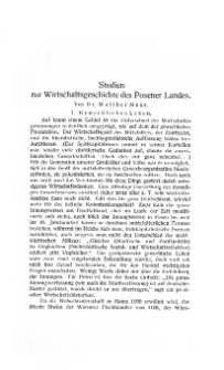 Studien zur Wirtschaftsgeschichte des Posener Landes