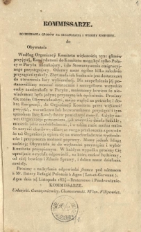 Kommissarze : Do zbierania głos&oacute;w na organizacią i wybory Komitetu