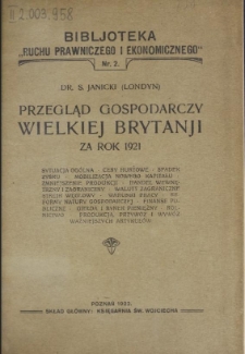 Przegląd gospodarczy Wielkiej Brytanji za rok 1921