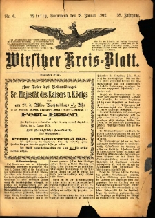 Wirsitzer Kreis-Blatt: herausgegeben vom Königlichen Landraths-Amte 1902.01.18 Jg.58 Nr6