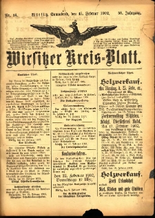 Wirsitzer Kreis-Blatt: herausgegeben vom Königlichen Landraths-Amte 1902.02.15 Jg.58 Nr14