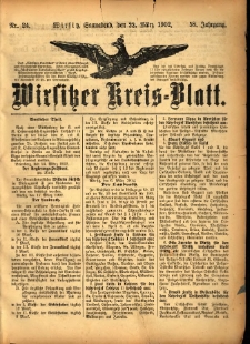 Wirsitzer Kreis-Blatt: herausgegeben vom Königlichen Landraths-Amte 1902.03.22 Jg.58 Nr24