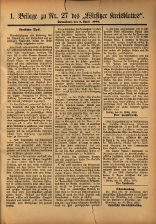1. Beilage zu Nr.27 des „Wirsitzer Kreisblattes” 1902.04.05
