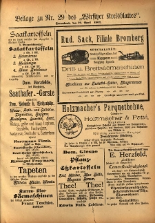 Beilage zu Nr.29 des „Wirsitzer Kreisblattes” 1902.04.12