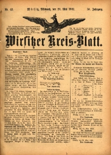 Wirsitzer Kreis-Blatt: herausgegeben vom Königlichen Landraths-Amte 1902.05.28 Jg.58 Nr42
