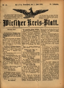 Wirsitzer Kreis-Blatt: herausgegeben vom K&ouml;niglichen Landraths-Amte 1902.06.07 Jg.58 Nr45