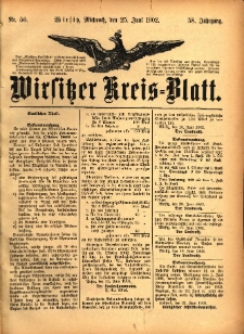 Wirsitzer Kreis-Blatt: herausgegeben vom Königlichen Landraths-Amte 1902.06.25 Jg.58 Nr50