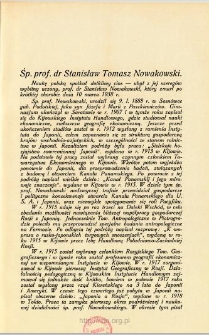 Śp. prof. dr Stanisław Tomasz Nowakowski