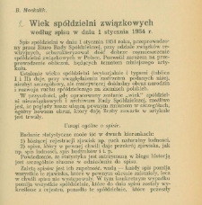 Wiek spółdzielni związkowych według spisu z dnia 1 stycznia 1934 r.