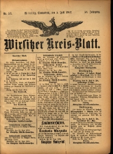 Wirsitzer Kreis-Blatt: herausgegeben vom Königlichen Landraths-Amte 1902.07.05 Jg.58 Nr53