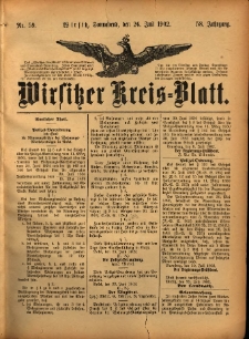 Wirsitzer Kreis-Blatt: herausgegeben vom Königlichen Landraths-Amte 1902.07.26 Jg.58 Nr59