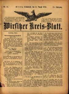 Wirsitzer Kreis-Blatt: herausgegeben vom Königlichen Landraths-Amte 1902.08.16 Jg.58 Nr65