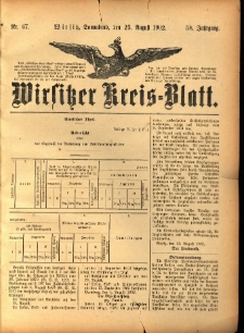 Wirsitzer Kreis-Blatt: herausgegeben vom Königlichen Landraths-Amte 1902.08.23 Jg.58 Nr67