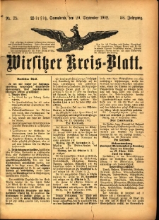 Wirsitzer Kreis-Blatt: herausgegeben vom Königlichen Landraths-Amte 1902.09.20 Jg.58 Nr75