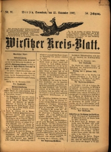 Wirsitzer Kreis-Blatt: herausgegeben vom K&ouml;niglichen Landraths-Amte 1902.11.15 Jg.58 Nr91