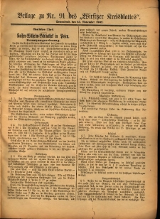 Beilage zu Nr.91 des &bdquo;Wirsitzer Kreisblattes&rdquo; 1902.11.15