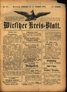 Wirsitzer Kreis-Blatt: herausgegeben vom Königlichen Landraths-Amte 1902.11.22 Jg.58 Nr93