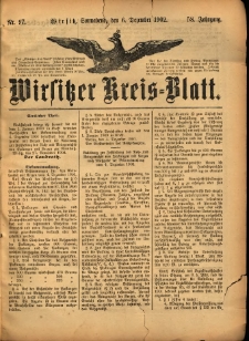Wirsitzer Kreis-Blatt: herausgegeben vom K&ouml;niglichen Landraths-Amte 1902.12.06 Jg.58 Nr97
