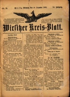Wirsitzer Kreis-Blatt: herausgegeben vom Königlichen Landraths-Amte 1902.12.10 Jg.58 Nr98