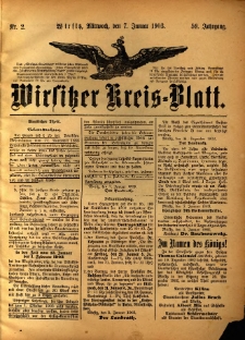 Wirsitzer Kreis-Blatt: herausgegeben vom K&ouml;niglichen Landraths-Amte 1903.01.07 Jg.59 Nr2
