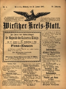 Wirsitzer Kreis-Blatt: herausgegeben vom K&ouml;niglichen Landraths-Amte 1903.01.21 Jg.59 Nr6