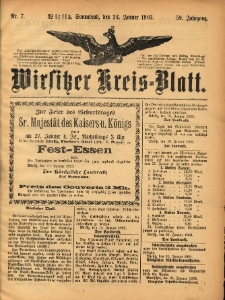 Wirsitzer Kreis-Blatt: herausgegeben vom K&ouml;niglichen Landraths-Amte 1903.01.24 Jg.59 Nr7