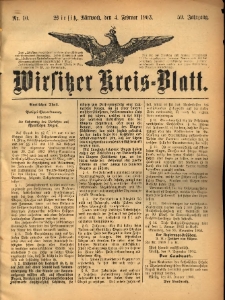 Wirsitzer Kreis-Blatt: herausgegeben vom K&ouml;niglichen Landraths-Amte 1903.02.04 Jg.59 Nr10