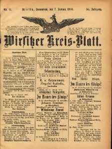 Wirsitzer Kreis-Blatt: herausgegeben vom K&ouml;niglichen Landraths-Amte 1903.02.07 Jg.59 Nr11