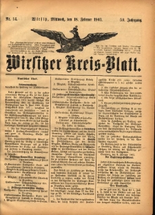 Wirsitzer Kreis-Blatt: herausgegeben vom K&ouml;niglichen Landraths-Amte 1903.02.18 Jg.59 Nr14